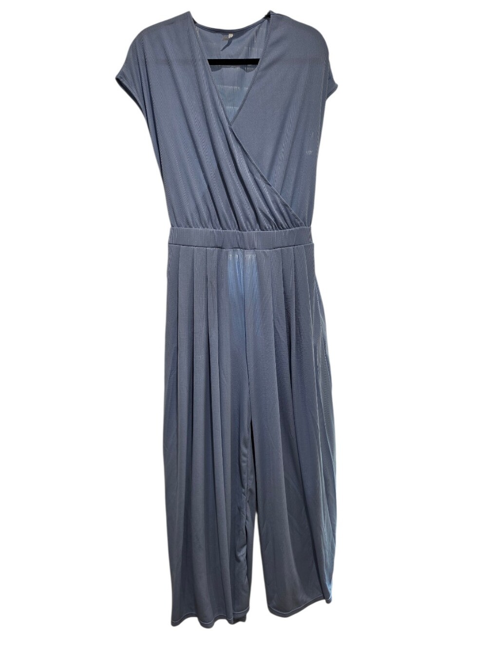 HALARA V Neck Short Sleeve Pocket Open Back Wide Leg Romper Size L Loungewear - Picture 7 of 8